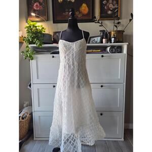 Sunday Up White Textured Mesh Midi Dress (Bridal Shower or Rehersal)